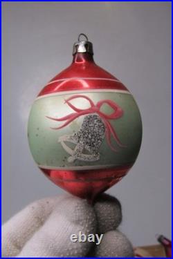 Lot VTG Glass Picture BIRD INSECT BELL BOW DROP Christmas Ornament Poland CHOOSE