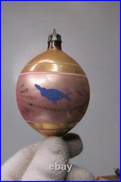Lot VTG Glass Picture BIRD INSECT BELL BOW DROP Christmas Ornament Poland CHOOSE