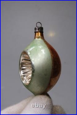 Lot VTG Glass Picture Glitter Striped Indent BALL DROP Christmas Ornament Poland