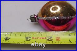 Lot VTG Glass Picture Glitter Striped Indent BALL DROP Christmas Ornament Poland