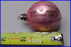 Lot VTG Glass Picture Glitter Striped Indent BALL DROP Christmas Ornament Poland