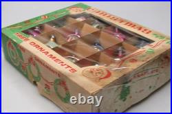 Lot VTG Glass Picture Glitter Striped Indent BALL DROP Christmas Ornament Poland