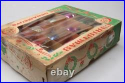 Lot VTG Glass Picture Glitter Striped Indent BALL DROP Christmas Ornament Poland