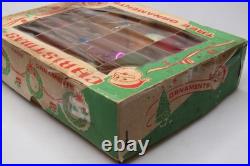 Lot VTG Glass Picture Glitter Striped Indent BALL DROP Christmas Ornament Poland
