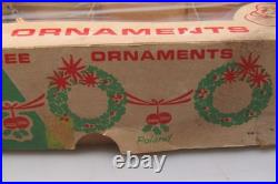 Lot VTG Glass Picture Glitter Striped Indent BALL DROP Christmas Ornament Poland