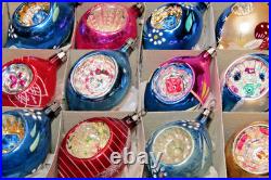 Lot VTG Glass Picture Mica Indent MUSHROOM FLOWER DROP Christmas Ornament Poland