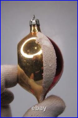 Lot VTG Glass Picture Mica Indent MUSHROOM FLOWER DROP Christmas Ornament Poland