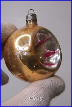 Lot VTG Glass Pictured BALL FLOWER Mica Indent Christmas Ornament Poland Germany