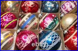 Lot VTG Glass Pictured BALL Silent Night Greeting Christmas Ornament Shiny Brite