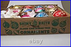 Lot VTG Glass Pictured BALL Silent Night Greeting Christmas Ornament Shiny Brite