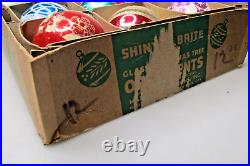 Lot VTG Glass Pictured BALL Silent Night Greeting Christmas Ornament Shiny Brite