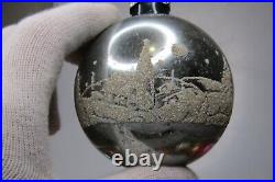 Lot VTG Glass Pictured GREETING BELL VILLAGE BALL Christmas Ornament Shiny Brite