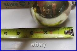 Lot VTG Glass Pictured GREETING BELL VILLAGE BALL Christmas Ornament Shiny Brite