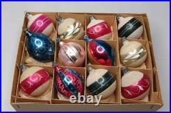 Lot VTG Glass Pictured Glitter Mica Indent BALL DROP Christmas Ornament Poland