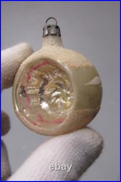 Lot VTG Glass Pictured Glitter Mica Indent BALL DROP Christmas Ornament Poland