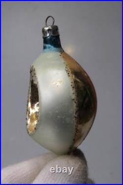 Lot VTG Glass Pictured Glitter Mica Indent BALL DROP Christmas Ornament Poland