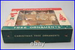Lot VTG Glass Pictured Glitter Mica Indent BALL DROP Christmas Ornament Poland