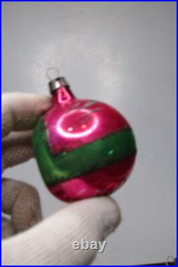Lot VTG Glass Pictured HEART FLOWERS SNOWMAN Indent DROP BALL Christmas Ornament