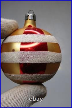 Lot VTG Glass Pictured Harlequin Mica Stripe BALL DROP Christmas Ornament Poland
