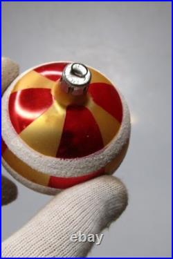 Lot VTG Glass Pictured Harlequin Mica Stripe BALL DROP Christmas Ornament Poland