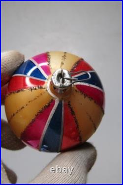 Lot VTG Glass Pictured Harlequin Mica Stripe BALL DROP Christmas Ornament Poland
