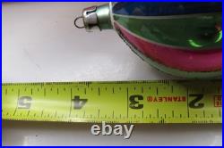 Lot VTG Glass Pictured Harlequin Mica Stripe BALL DROP Christmas Ornament Poland
