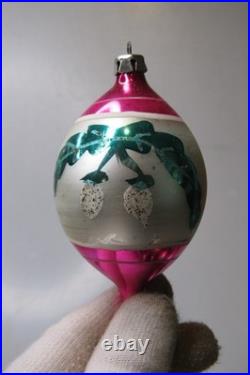 Lot VTG Glass Pictured INSECT PINECONE BIRD Large DROP Christmas Ornament Poland