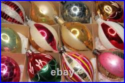 Lot VTG Glass Pictured Multicolor Striped Mica DROP Christmas Ornament Poland
