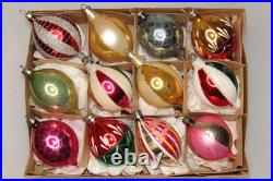Lot VTG Glass Pictured Multicolor Striped Mica DROP Christmas Ornament Poland