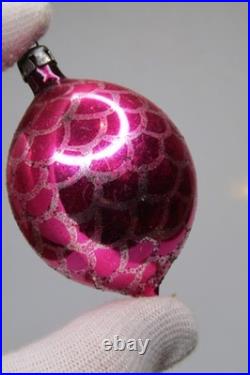 Lot VTG Glass Pictured Multicolor Striped Mica DROP Christmas Ornament Poland