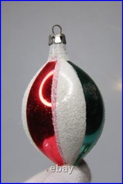 Lot VTG Glass Pictured Multicolor Striped Mica DROP Christmas Ornament Poland