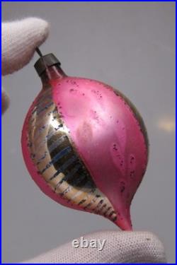 Lot VTG Glass Pictured Multicolor Striped Mica DROP Christmas Ornament Poland