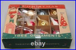 Lot VTG Glass Pictured Multicolor Striped Mica DROP Christmas Ornament Poland