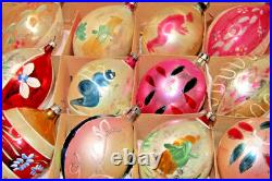 Lot VTG Glass Pictured SANTA SKIING FLOWER Large DROP Christmas Ornaments Poland