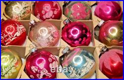 Lot VTG Glass Pictured SILENT NIGHT SNOWMAN KIDS TOYS BALL Christmas Ornament US