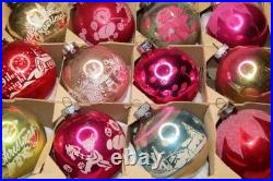 Lot VTG Glass Pictured SILENT NIGHT SNOWMAN KIDS TOYS BALL Christmas Ornament US
