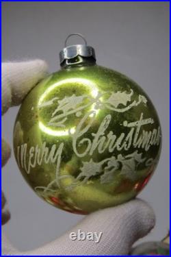 Lot VTG Glass Pictured SILENT NIGHT SNOWMAN KIDS TOYS BALL Christmas Ornament US