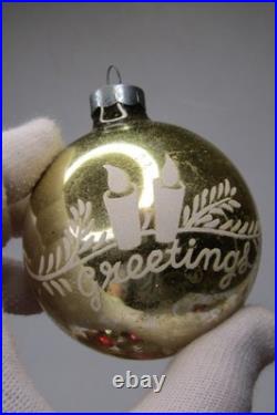 Lot VTG Glass Pictured SILENT NIGHT SNOWMAN KIDS TOYS BALL Christmas Ornament US