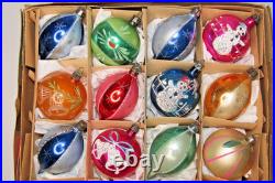 Lot VTG Glass Pictured SNOWMAN BELL BALL DROP Christmas Ornaments Poland CHOOSE