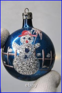 Lot VTG Glass Pictured SNOWMAN BELL BALL DROP Christmas Ornaments Poland CHOOSE