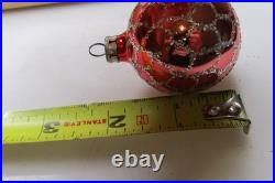 Lot VTG Glass Pictured STAR STRIPES Small Glitter BALL Christmas Ornament Poland