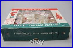 Lot VTG Glass Pictured STAR STRIPES Small Glitter BALL Christmas Ornament Poland