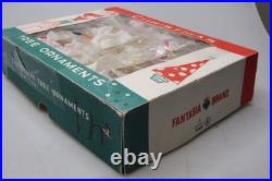 Lot VTG Glass Pictured STAR STRIPES Small Glitter BALL Christmas Ornament Poland