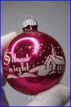 Lot VTG Glass Pictured Stencil Mica Gradient BALL Christmas Ornament Shiny Brite
