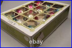 Lot VTG Glass Pictured Stencil Mica Gradient BALL Christmas Ornament Shiny Brite