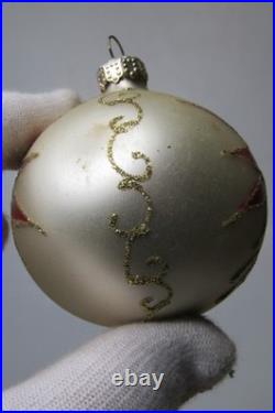 Lot VTG Glass Rauch Pictured POINSETTIA Flower DROP BALL Christmas Ornaments