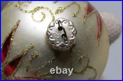 Lot VTG Glass Rauch Pictured POINSETTIA Flower DROP BALL Christmas Ornaments