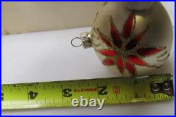 Lot VTG Glass Rauch Pictured POINSETTIA Flower DROP BALL Christmas Ornaments