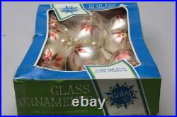 Lot VTG Glass Rauch Pictured POINSETTIA Flower DROP BALL Christmas Ornaments