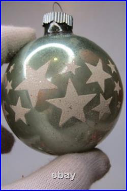 Lot VTG Glass SILENT NIGHT STAR DEER Pictured BALL Christmas Ornament Shiny Brit